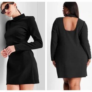 NWT - Future Collective Kahlana Brown long sleeve mock neck open back dress - M